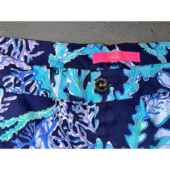 Lilly Pulitzer Women’s Dark Blue Seaweed Pattern Cotton Capri Size 12 - Picture 3 of 8